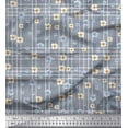 thumbnail image 1 of Soimoi Blue Poly Georgette Fabric Check & Floral Decor Fabric Printed BTY 52 Inch Wide, 1 of 3