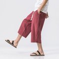 thumbnail image 5 of ZVNAΖH Mens Harem Capri Pants Casual Drawstring Elastic Waist Cotton 3/4 Shorts Summer Beach Yoga Tapered Trousers, 5 of 7