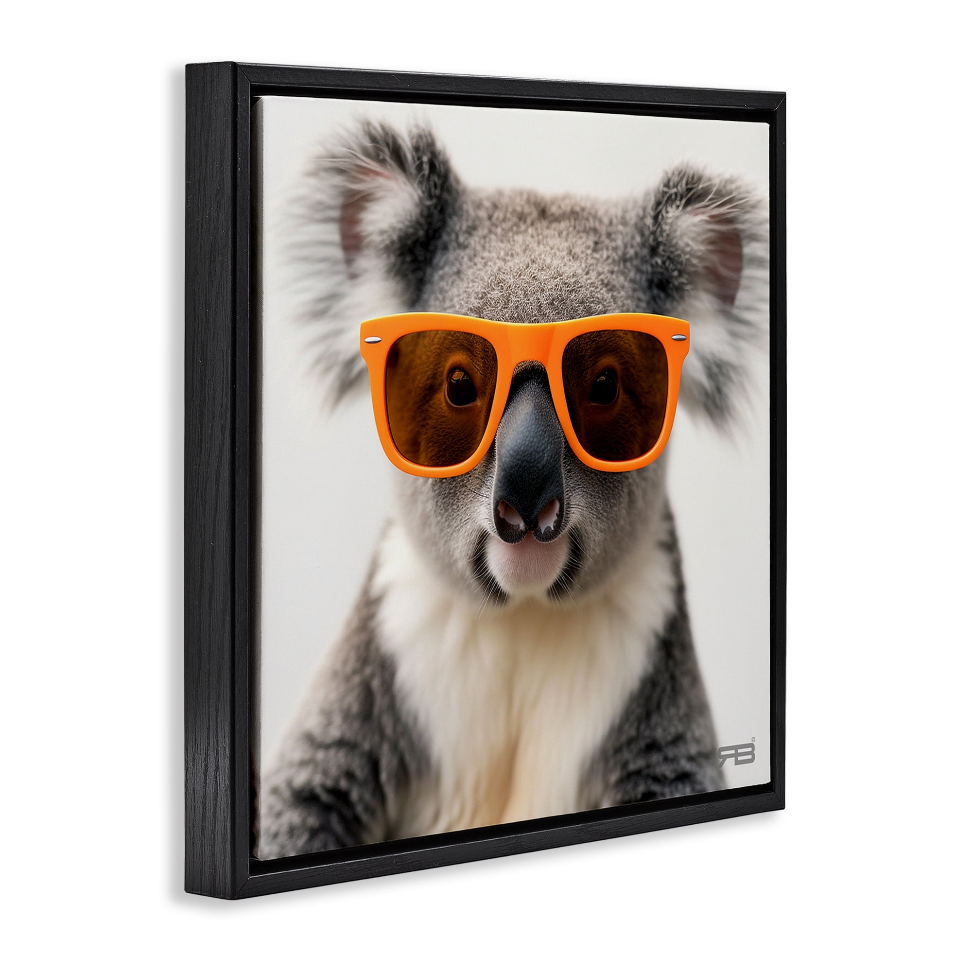 Stupell Industries Cool Koala & Glasses Animals Painting Black Floater Framed Canvas Art Print Wall Art, 25 x 25