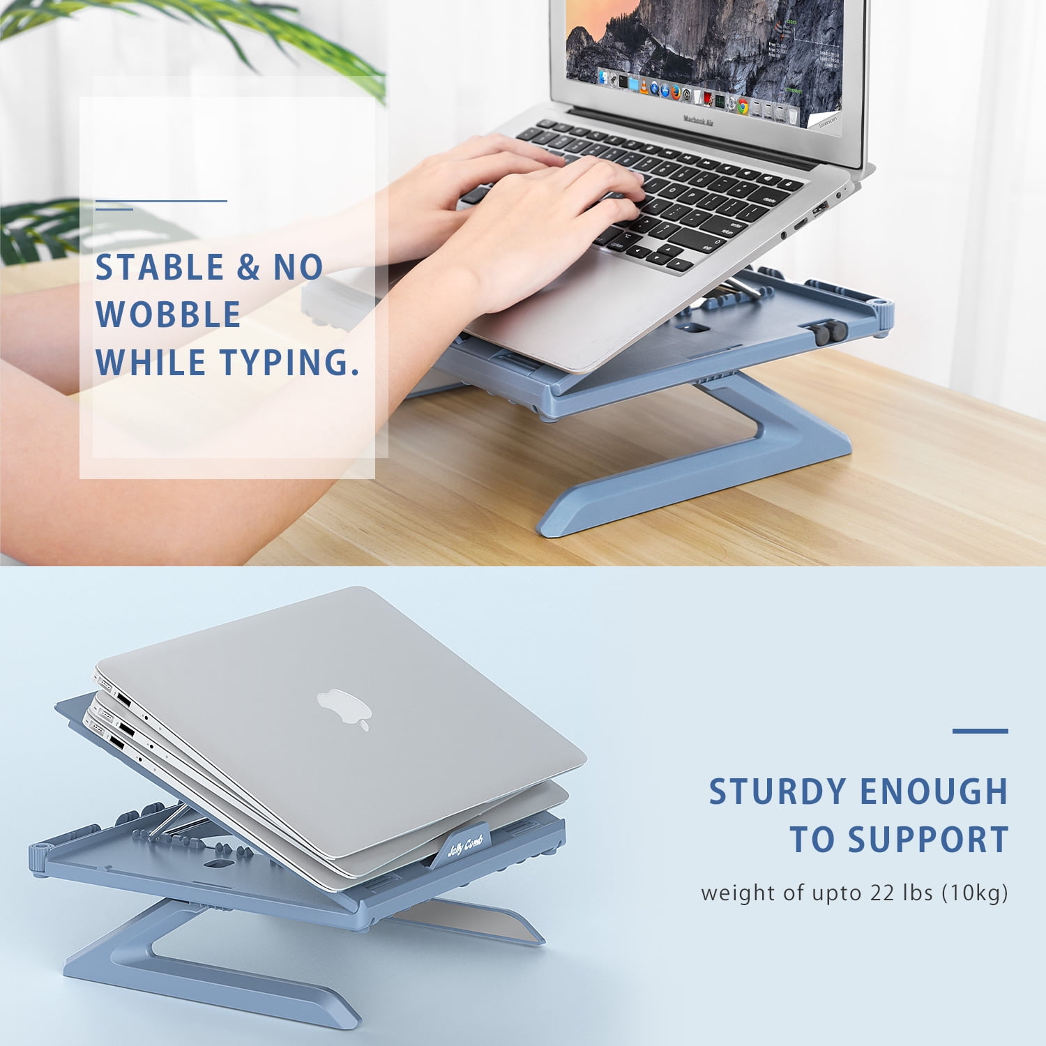Ventilated Portable Stand Tray for MacBook 9-Adjustable Height Laptop Riser with Foldable Legs and Cell Phone Holder Notebook Black Tablet Jelly Comb Foldable Laptop Stand with RGB 