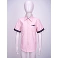 thumbnail image 3 of YUUMIN Kids Boys Short Sleeve Button Down Shirt Lapel Collar Oxford Dress Shirt School Uniform Shirt Pink 170, 3 of 7