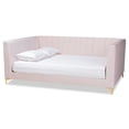 thumbnail image 2 of Baxton Studio Oksana Modern Contemporary Glam and Luxe Light Pink Velvet Fabric Upholstered and Gold Finished Queen Daybed, 2 of 8