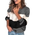 thumbnail image 1 of ORUYROP Pull à Rayures Colorées Col Rond Manches Longues Cardigan Tricoté pour Femmes, 1 of 5