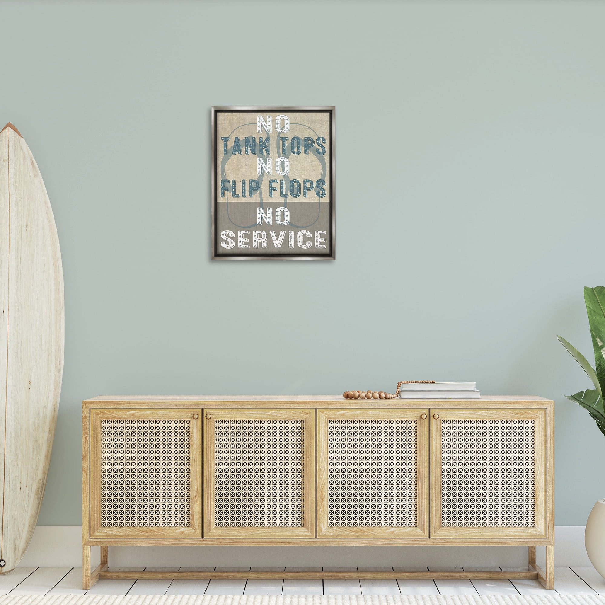 Stupell Industries Summer No Service Sign Typography Painting Gray Floater Framed Canvas Art Print Wall Art, 25 x 31