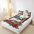 thumbnail image 4 of Manfei Rustic Christmas Flowers Twin Sheet Sets,Hello Winter Twin Fitted Sheet,Happy New Yaer Flat Sheet For Girls Boys,Super Cozy Room Decor,3 Pieces, 4 of 7