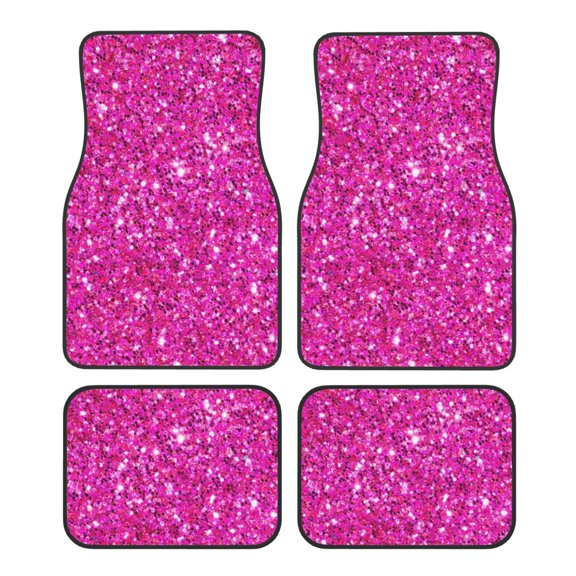 Naloa Rose Red Glitter Car Foot Mat Set of 4 Pieces - Universal Floor Liner Neoprene Full Set Floor Mats for Cars Trucks SUV