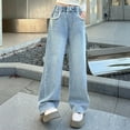 thumbnail image 5 of Tiijoy Girls Baggy Straight Leg Jeans Toddler High Rise Elastic Waist Denim Pants, Sizes 4-5, 5 of 8