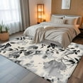 thumbnail image 5 of 8x10 Area Rugs, Black Grey Spring Floral Non-Skid Rubber Backing Large Rectangle Rugs - Living Room Bedroom Home Office, Summer Botanical Watercolor Rustic Indoor Floor Mat Carpets Washable Rug, 5 of 9