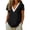#0012-Black, variant on Favoffer Women's Solid Color Linen Blend Tunic Top Lace Trim V Neck Short Sleeve Loose Fit Blouse Soft Lightweight Breathable Shirt for Daily Casual Outdoor Street Style