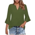 thumbnail image 2 of LiMoi Summer Tops for Women Work Womens 3/4 Sleeve Tops and Blouses Plus Size Tops for Women Summer Cotton Plain T Shirts for Women V Neck, 2 of 6