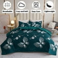 thumbnail image 2 of Butterfly Queen Quilt Set - Soft Microfiber Lightweight 3-Piece for All Season, Dark Green (1 Quilt, 2 Shams), 2 of 9