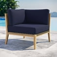 thumbnail image 2 of Lounge Sofa Corner Chair, Blue Navy Natural, Teak Wood, Outdoor Patio Balcony Cafe Bistro Garden Hospitality Restaurant, Modern Contemporary HB34224, 2 of 7