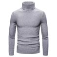 thumbnail image 2 of Gibobby Suéter para hombre Suéter de cuello alto para hombre, casual, ligero, suéter de punto(Gris,M), 2 of 4