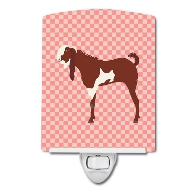 Carolines Treasures BB7890CNL Jamnapari Goat Pink Check Ceramic Night Light