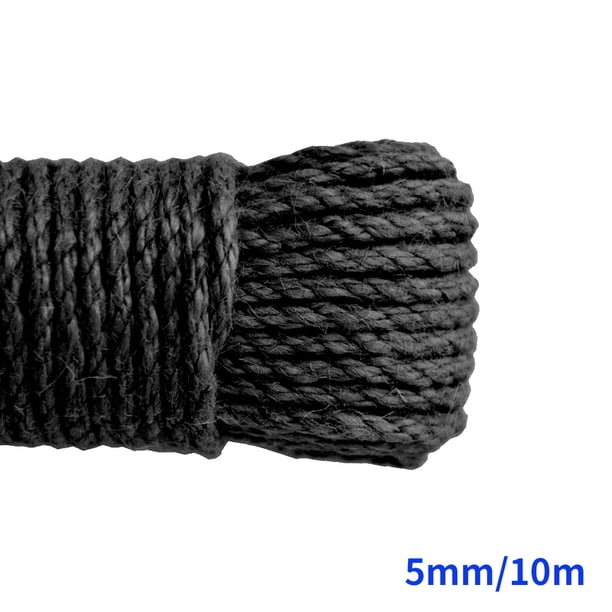Bewildely Herramienta para hacer rollos de cuerda de cáñamo de Color, cuerda de algodón 100 , hilo colorido, cordón de macramé, hilo hecho Decoración del hogar negro 5 mm x 10 m