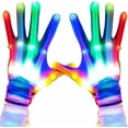 thumbnail image 1 of Guantes LED para niños adultos, guantes intermitentes con dedos luminosos LED de 6 patrones, 1 of 5