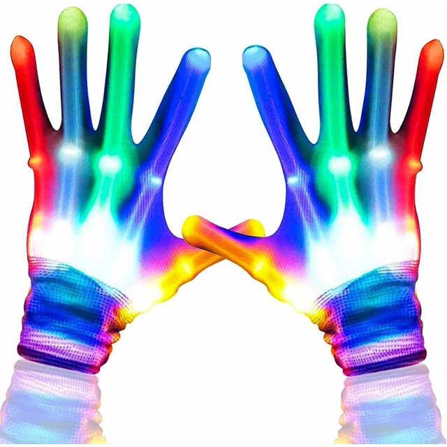 Guantes LED para niños adultos, guantes intermitentes con dedos luminosos LED de 6 patrones