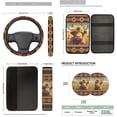 thumbnail image 7 of Binienty Sunflower Highland Cow Print Vehicle Seat Covers with Auto Steering Wheel Cover Washable Armrest Cushion Pad Removable Seat Headrest Cover Aztec Car Interior Decor Set, 7 of 7