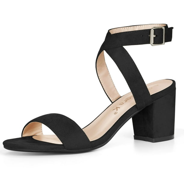 Allegra K - Allegra K Women's Crisscross Mid Block Heel Ankle Strap Heel Sandals - Walmart.com