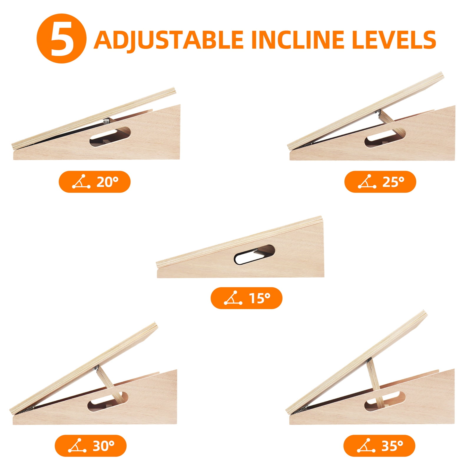 Slant Board for Calf Stretching Squats Calf Stretcher Incline Stretch Adjustable Wooden Wedge Footrest Professional for Knees Ankle Heel Feet Leg