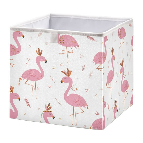 Foldable Fabric Storage Bin Home Cubes Clothing Organizer Bins Large Collapsible Box Basket for Home Organizer Cute Pink Flamingo Pattern