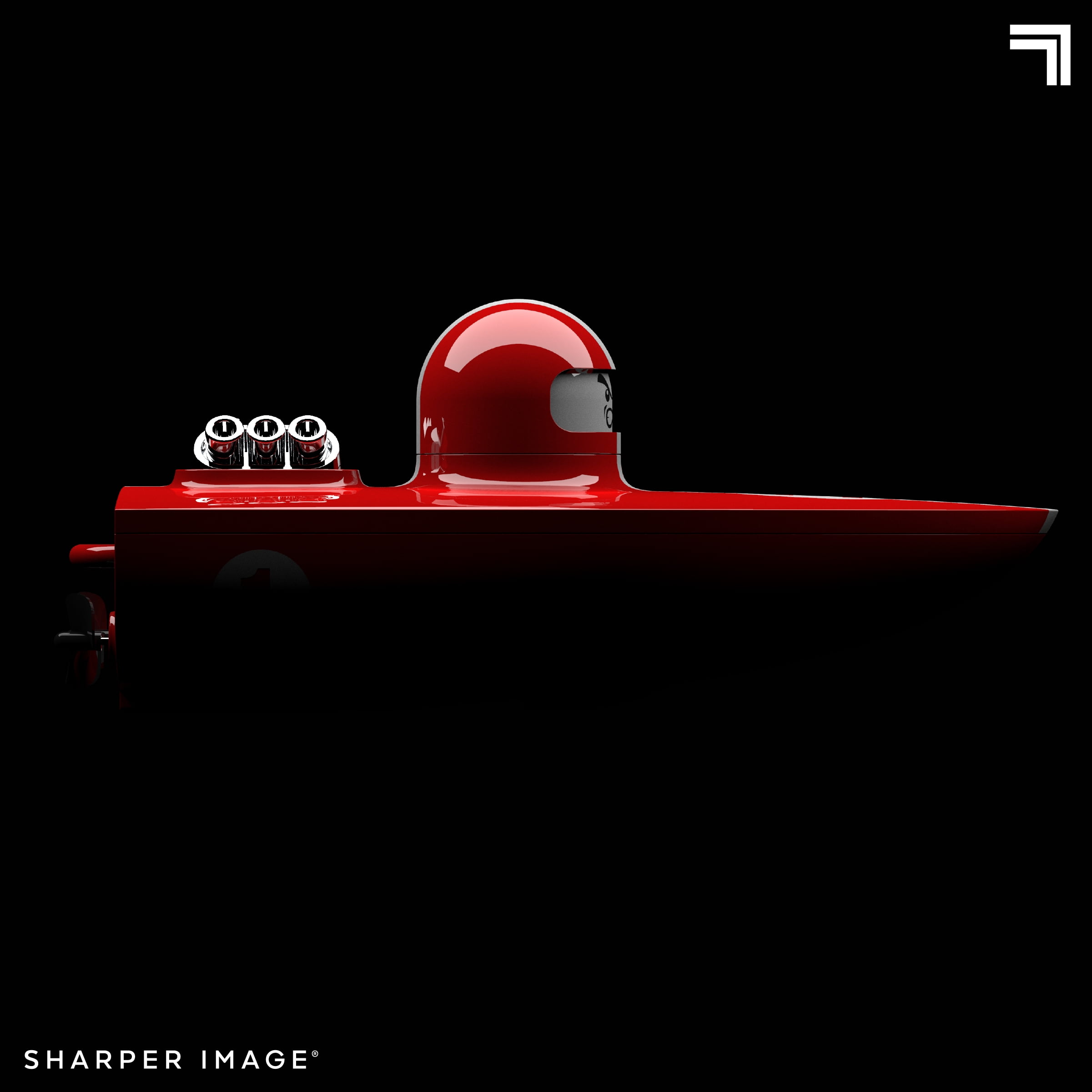 THE SHARPER IMAGE RC Wave Rage, Wireless Rechargeable Bumper Boat with Tow Rider - Red