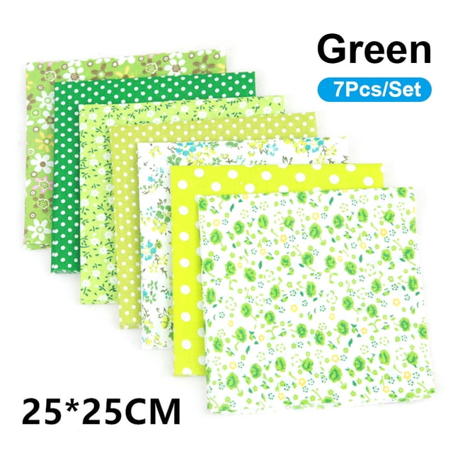 Yeacher 7Pcs/Set DIY Assorted Pattern Floral Printed Patchwork Cotton Fabric Cloth Sewing Quilting Cloth 250x250mm