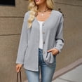 thumbnail image 2 of Edvintorg Knit Cardigans for Women V Neck Long Sleeve Loose Casual Button Down Cardigan Women's Clothes Gray S-2XL, 2 of 6