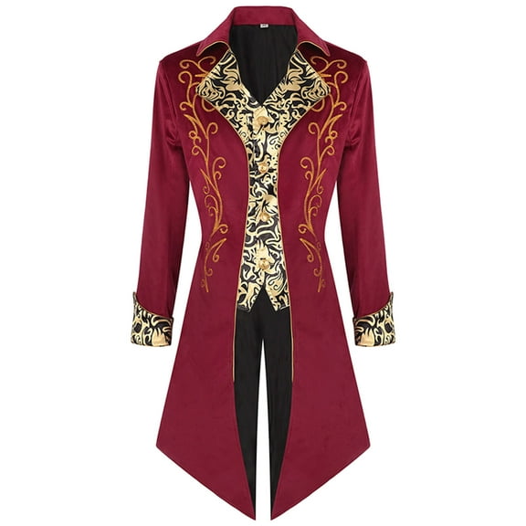 Men's Gothic Tailcoat Frock Coat Lapel Anorak Stylish Formal Outerwear Elegant Long Jacket