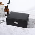 thumbnail image 4 of Caja de doble capa para joyería, pendientes, anillos, pulseras, collares, organizador de PU, almacenamiento (negro), 4 of 5