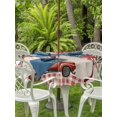 thumbnail image 2 of Outdoor Tablecloth with Umbrella Hole and Zipper, Valentine's Day Round Table Cloth 60 Inch Waterproof Tablecloth, Pink Love Balloons Trees Truck Plaid Beige Picnic Table Cover for Patio Camping, 2 of 7