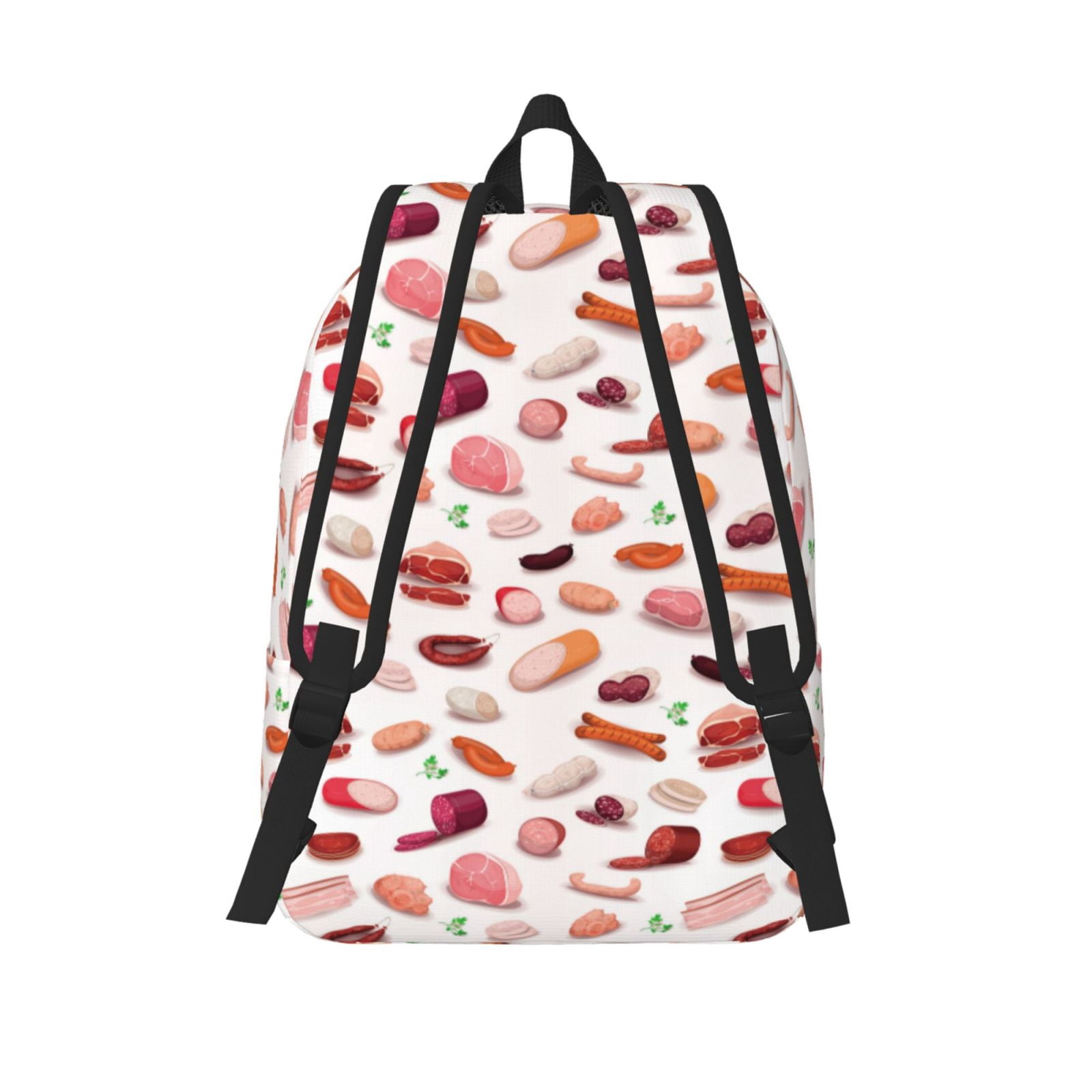 Travel Laptop Backpack - Sausage Ham Print Lightweight Canvas Backpack, Wear Resistant Computer Backpack Bag Fit {sizeName} Laptop for Men Women with Adjustable Padded Shoulder Straps