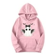 thumbnail image 4 of GaThRRgYP Hoodies for Women,Women Long-sleeved Hooded Pocket Halloween Printed Casual Loose Sweatshirt Pink XXXL, 4 of 4