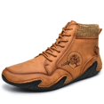 thumbnail image 3 of Botas de cuero con piel para hombre, botas de nieve cálidas, zapatos informales cómodos, zapatillas de deporte, botines occidentales impermeables, invierno, 3 of 5