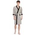 thumbnail image 3 of MintLimit Men's Robe Lightweight Robe 3/4 Sleeves and 2 Pockets Knee Length Bathrobe Soft Sleepwear Loungewear Pajamas Gray XL, 3 of 5