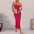 thumbnail image 2 of Vestido largo sin tirantes para mujer: elegante vestido de cóctel con abertura lateral, tejido de poliéster, vestido para invitada de boda, tallas S-XXL, contorno de pecho 73-99 cm., 2 of 5