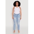 thumbnail image 2 of Women's Plus Size Trendy High Waisted Distressed Whiskered Jeans, 2 of 5