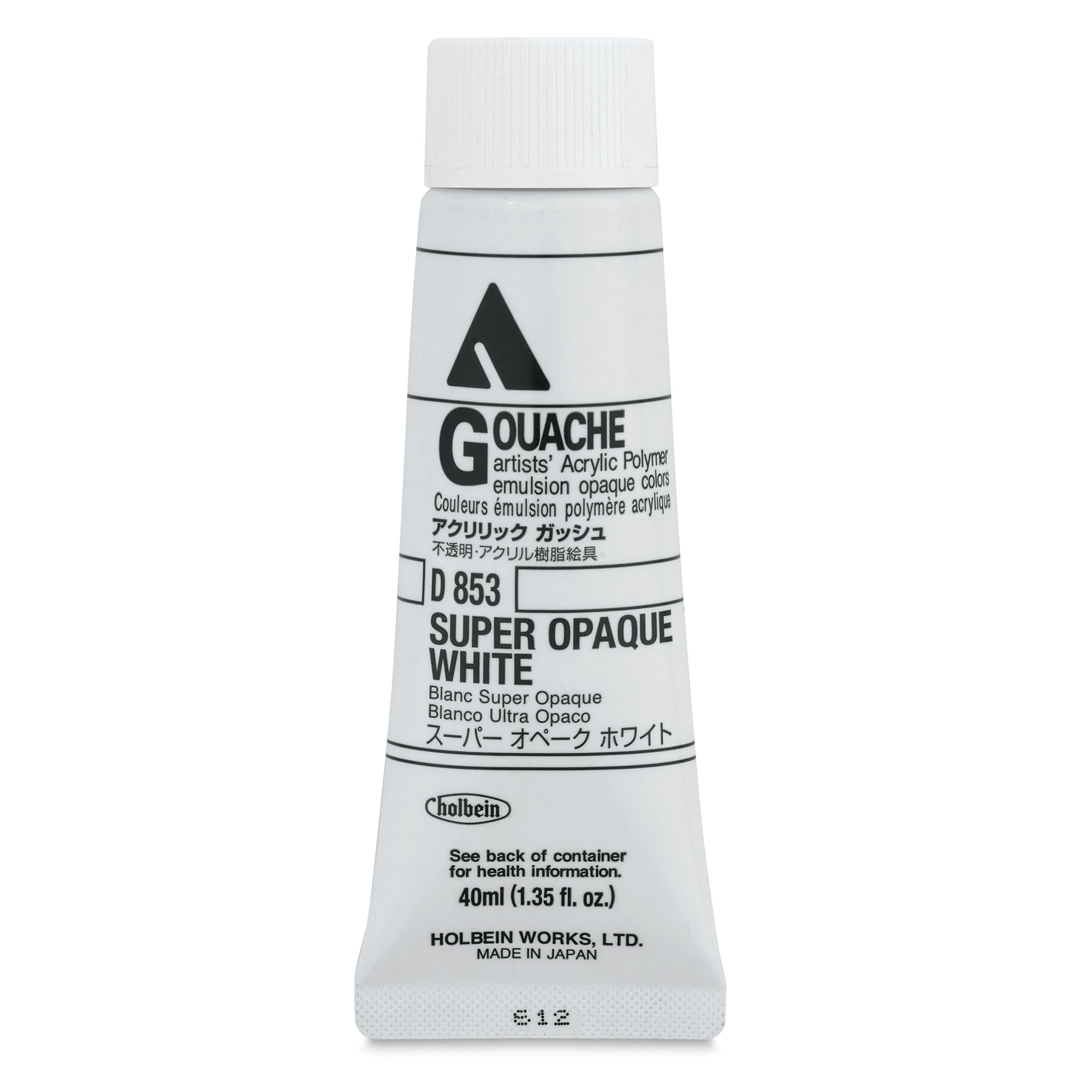 Holbein Acryla Gouache Super Opaque White, 40 ml tube