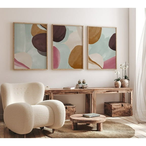 UNFFRAMED Set Posters, Abstract Wall Art, Trendy Modern Mint Green Aesthetic Bedroom Posters, Home Decor, S Set 3 Prints 8x12