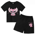thumbnail image 3 of Conjunto de 2 camisetas y pantalones cortos de Disney Stitch para niños de 1 a 14 años, ropa informal de verano de manga corta con estampado de anime para niños, 3 of 5
