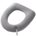 thumbnail image 2 of Polyester Toilet Seat Cushion Pad | Warm Soft Bathroom Toilet Lid Cover with Handle | Washable & Portable for Travel | Gray, Green, Blue, Pink, 2 of 7