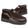 thumbnail image 4 of Brown Mens Snow Boots Casual Cold Resistant Warm Fleece Lined Thickened Non Fatigue Outdoor Shoes Fall Winter Soft Sole Comfortable Footwear Size 41, 4 of 9