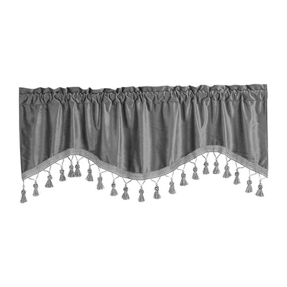 Rod Pocket Window Curtain Small Window Curtains for Bedroom Kitchen Basement Dark Gray