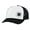 White/Black/Black/Black Clover, variant on Men's Lucky Shamrock circle clover Off-Center Embroidered Golf Mesh Back Trucker Hat, Loden/Black/Black Shamrock