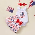 thumbnail image 2 of Povozer Toddler Girls' Outfits,Baby Girl Comfortable Breathable Set Independence Day Sleeveless Top Shorts 3 Piece Set Girls Fashion,Size 9-12 Months,Dark Blue, 2 of 6