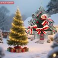 thumbnail image 3 of Metal Hanging Christmas Tree Wind Spinner - Festive Pine Branch Design with Ribbons Berries & Candy Canes for Yard & Garden Decor, 3 of 7