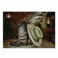thumbnail image 1 of Western Cutting Board, American West Rodeo Elements with Antique Supplies Retro Art Photo, Decorative Tempered Glass Cutting and Serving Board, Small Size, Brown Beige, by Ambesonne, 1 of 1