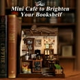thumbnail image 4 of DIY Wooden Dollhouse Tiny Home Book Nook Kit – Tiny House Miniature for Adults, Rustic Café Scene Bookshelf Art, Specific Handmade Present for Book Enthusiasts & Collectors, 4 of 7