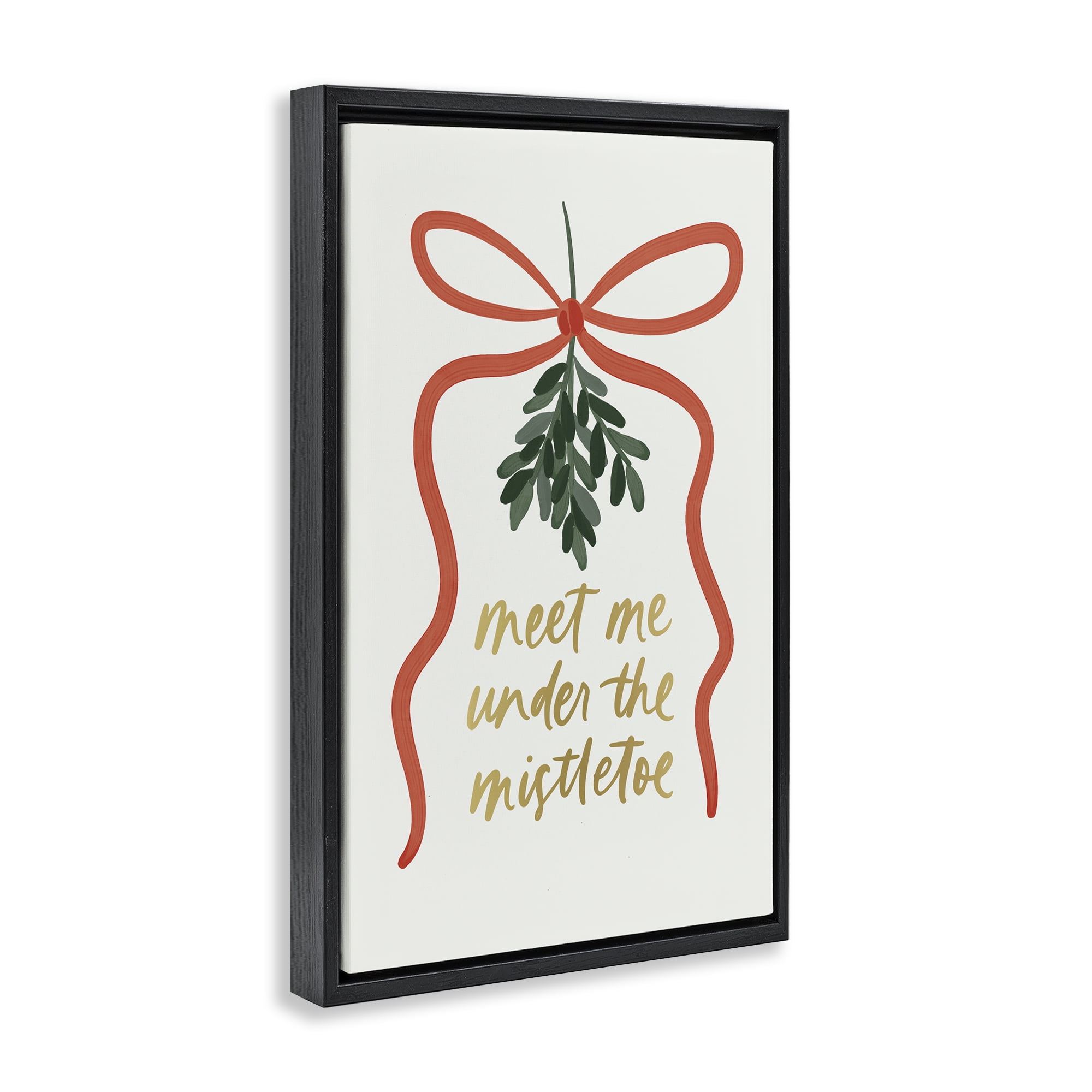 Stupell Industries Under Mistletoe Christmas Holiday Painting Black Floater Framed Canvas Art Prints Wall Art, 17 x 25