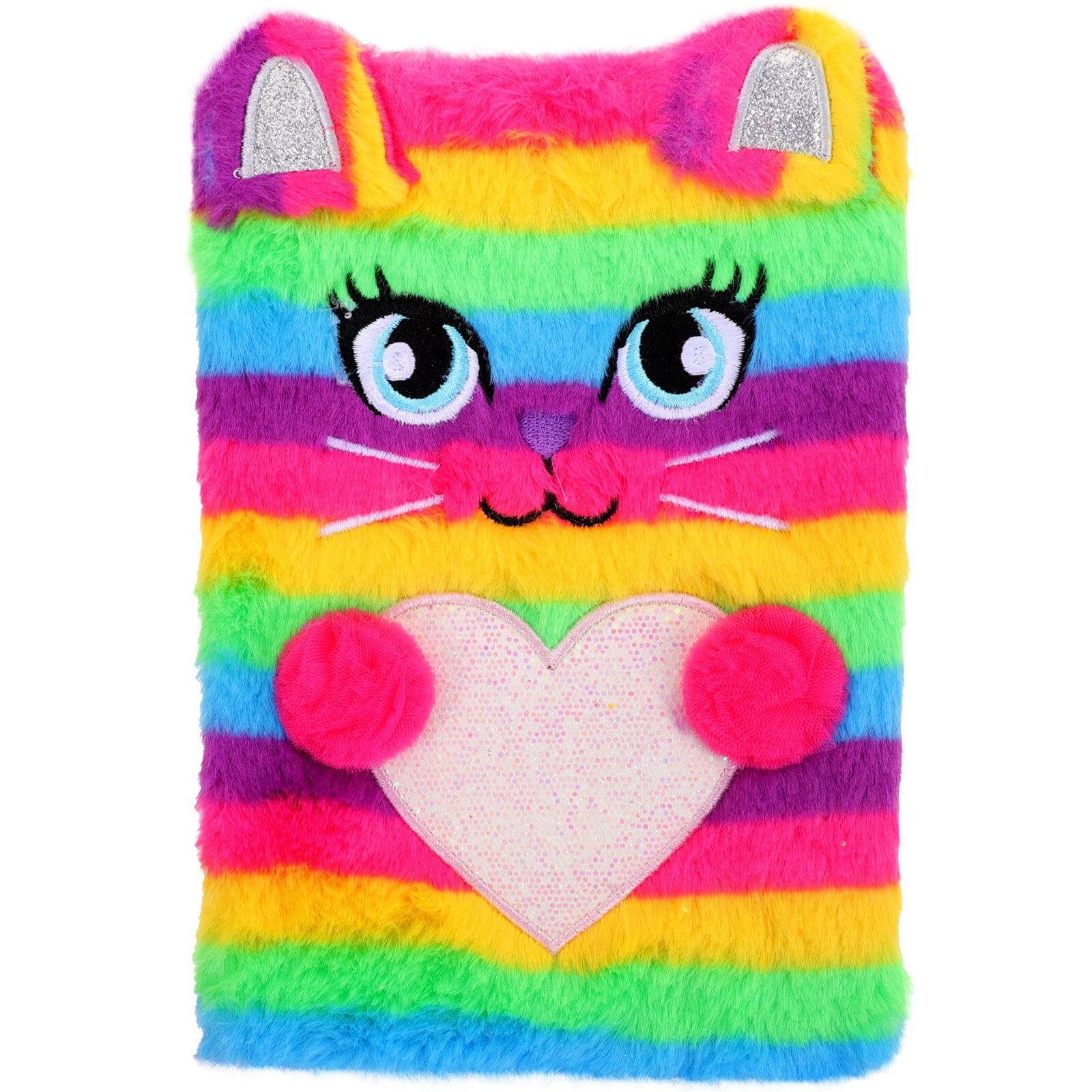 Fuzzy Diary Cute Girl Diary Cartoon Cat Pattern Notebook Plush Diary